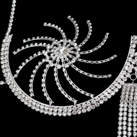 Rhinestone Chest Bracket Tassel Bra Chain Lingerie Crystal Bikini Body Jewelry - Picture 5 of 5